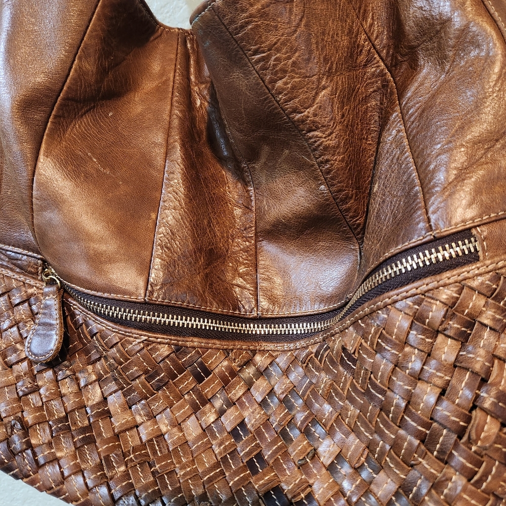 Amerileather Woven Patchwork Large Brown All Leat… - image 4